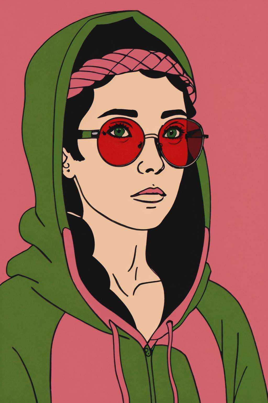 a woman with sunglasses and a hoodie ,  wake_up on Tensor.Art