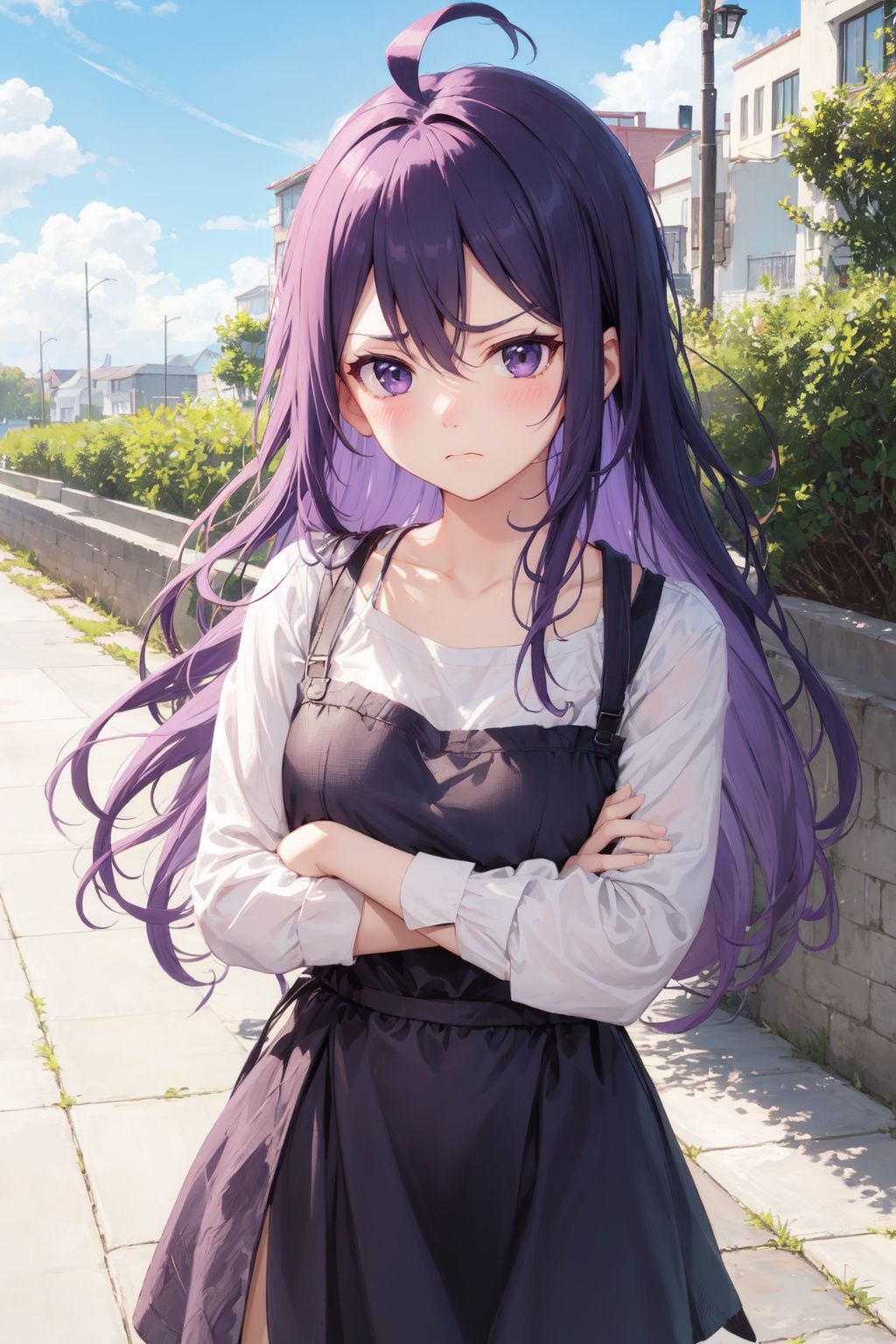 ahoge,  long hair,  purple hair on Tensor.Art