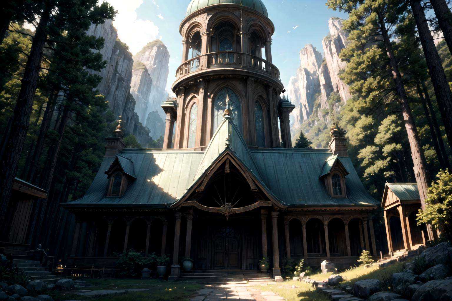 wrench_elven_arch,  outdoors,  building on Tensor.Art