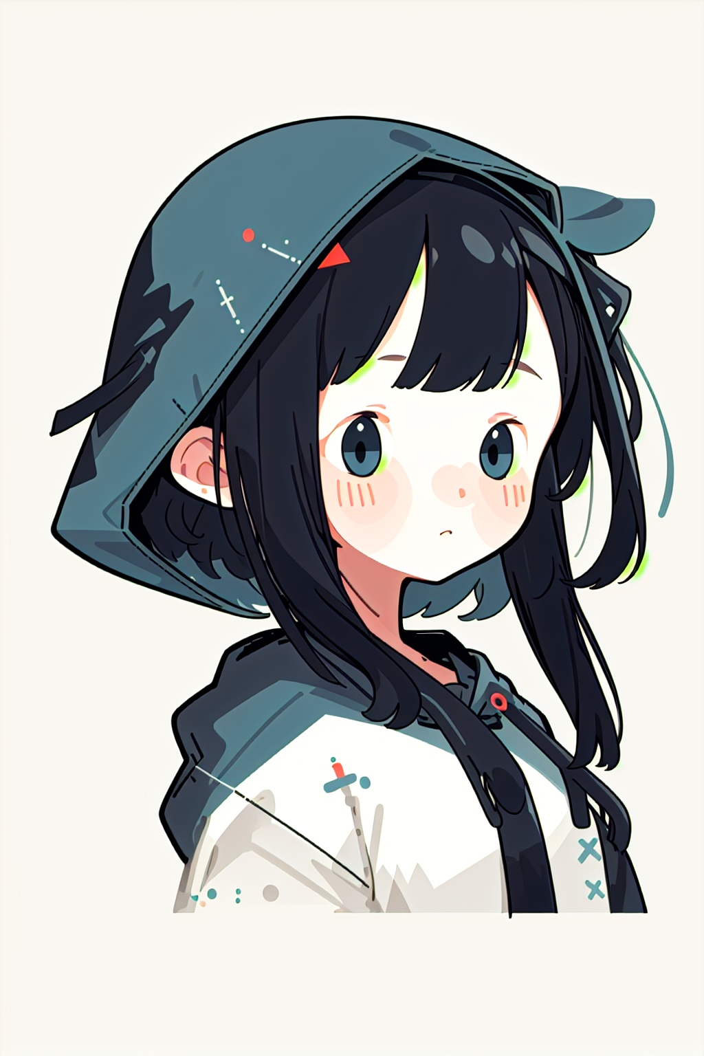 a girl in a hoodie,  flat avatar,  head_portrait by Usera on Tensor.Art