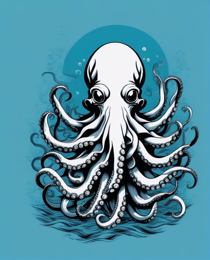 no humans,  octopus,  simple background on Tensor.Art