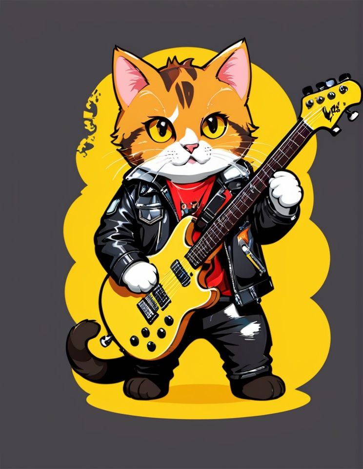 animal,  cat,  electric guitar on Tensor.Art