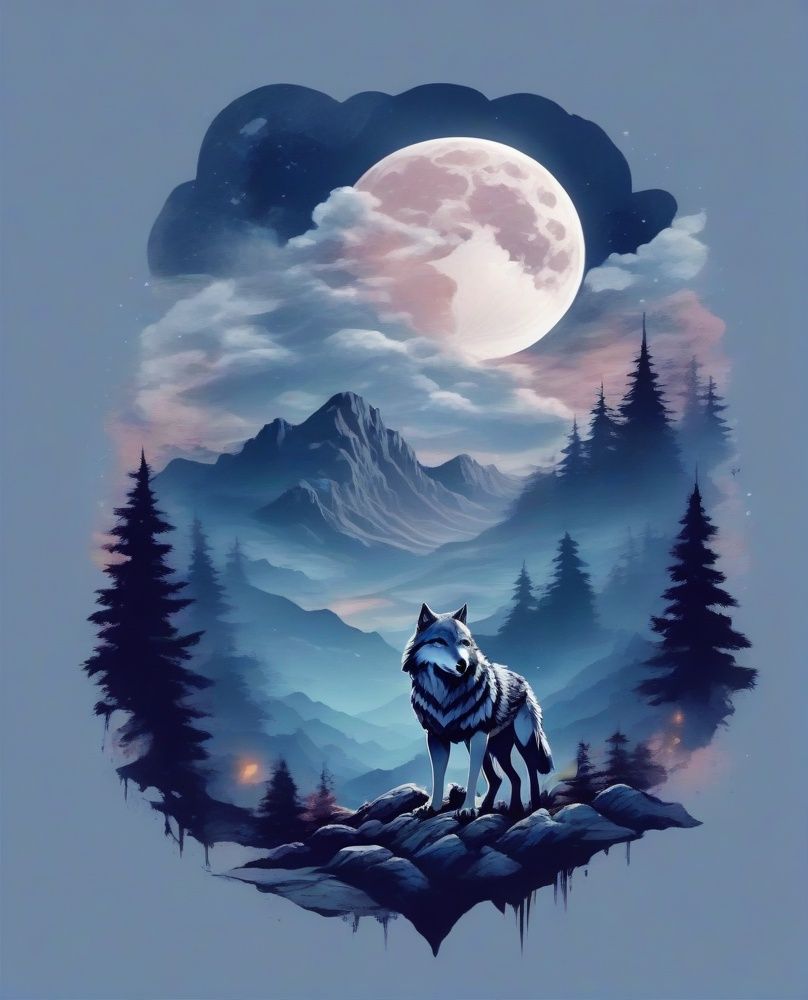 cloud,  forest,  full moon on Tensor.Art