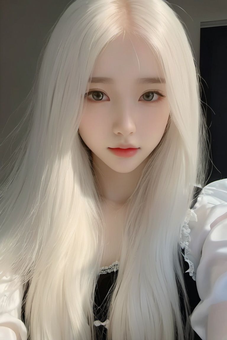 best quality,masterpiece,highres,cg,1girl,Photograph,high resolution,8k,mirror selfie,photo of a petite pretty 24 year-old woman with white long hair,anime art,dark,Gothic,cancer,Dingdall effect,