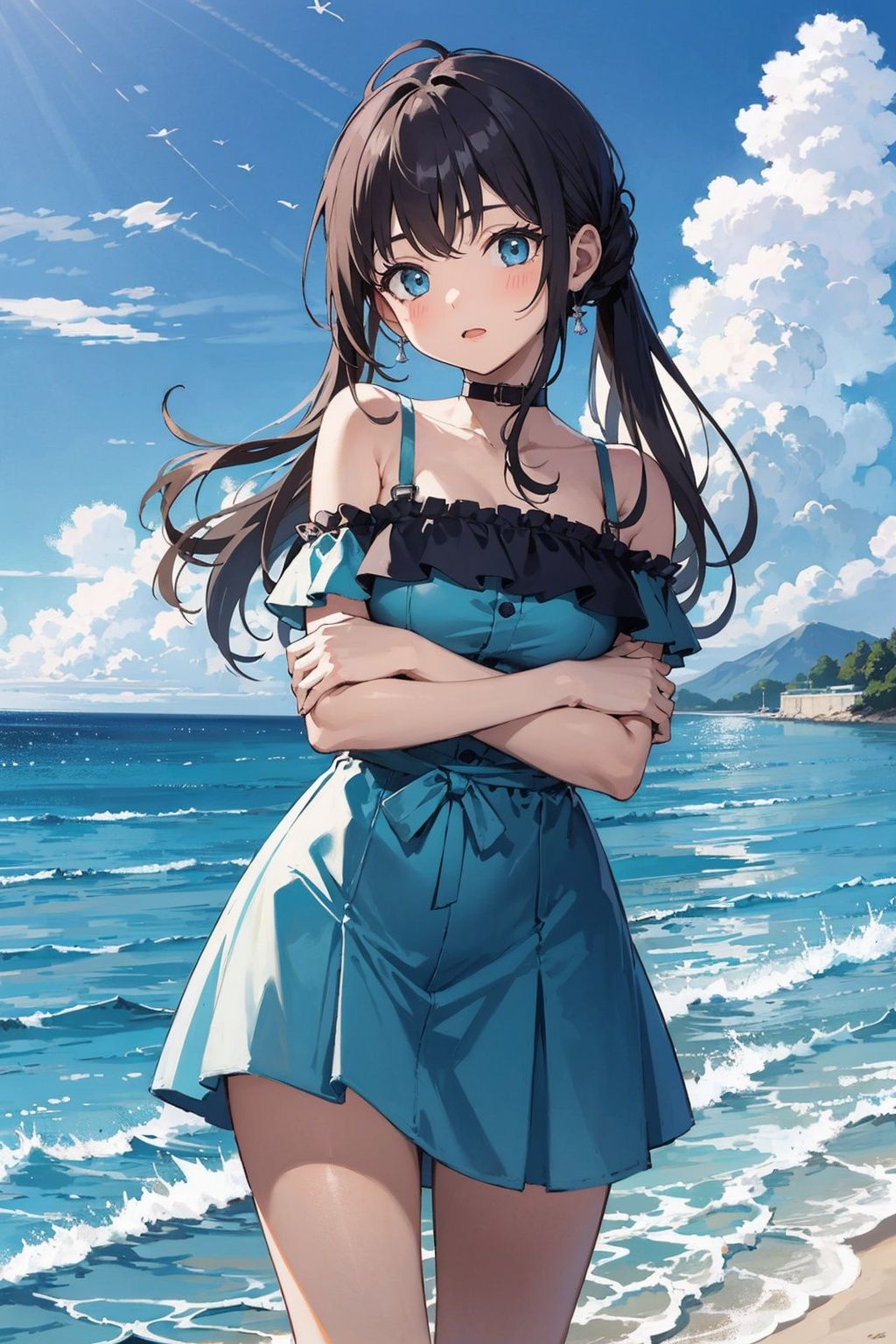 1girl,cute,sea