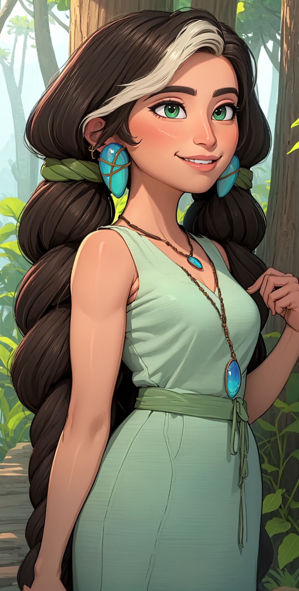 Hope,  green eyes,  black streaked hair on Tensor.Art
