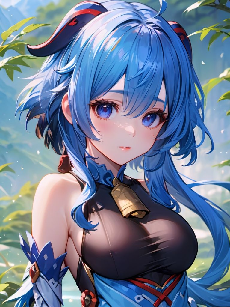 (((masterpiece))), ((best quality)), hyper quality, official art, extremely detailed CG unity 8k wallpaper, highly detailed, (super fine illustration), highres, (ultra-detailed), detailed face,(\gan yu\), 1girl, solo, blue hair,full body,