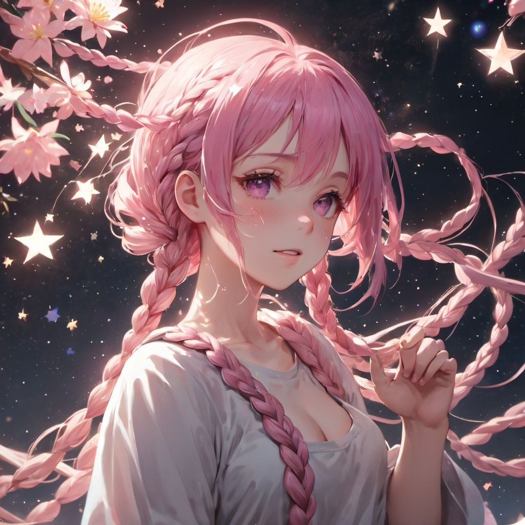 extremely detailed CG unity 8k wallpaper,masterpiece, best quality, ultra-detailed), (best illumination, best shadow, an extremely delicate and beautiful), dynamic angle, floating, finely detail, Depth of field (bloom), (shine), glinting stars, (painting), (sketch), huazi, anime, 2D, girl,braid, ahoge, pink hair,hide hand,1girl
