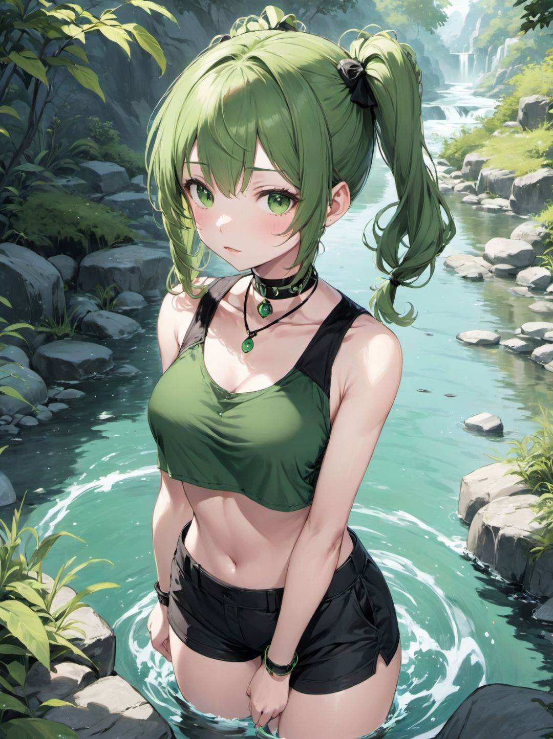 1girl,  solo,  green on Tensor.Art