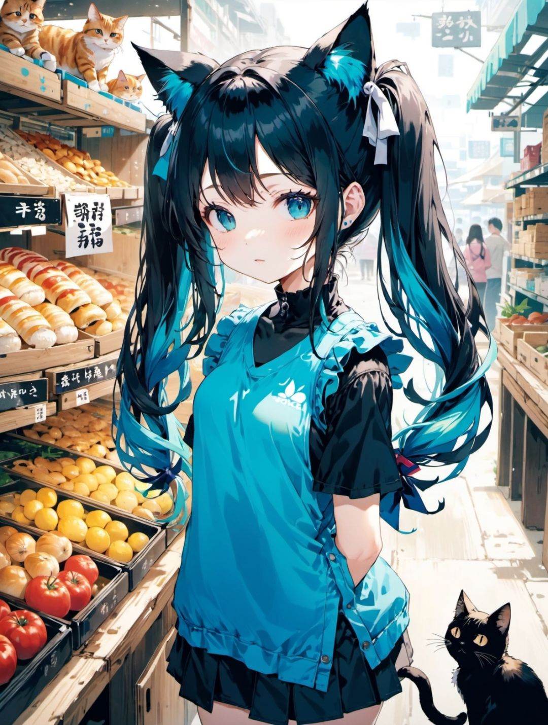 1girl,  solo,  cat on Tensor.Art