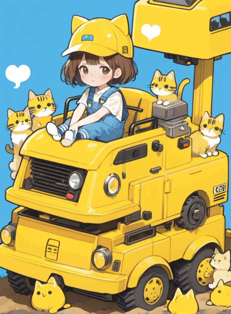 cute comic,  1girl,  motor vehicle on Tensor.Art