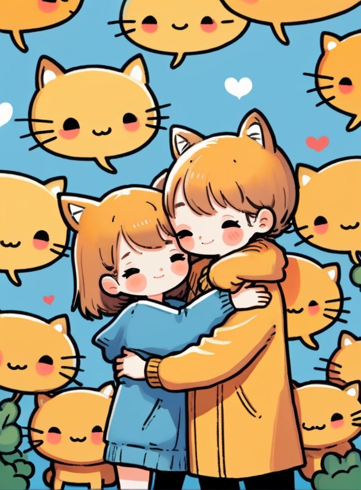 cute comic,  1 couple,  hug on Tensor.Art