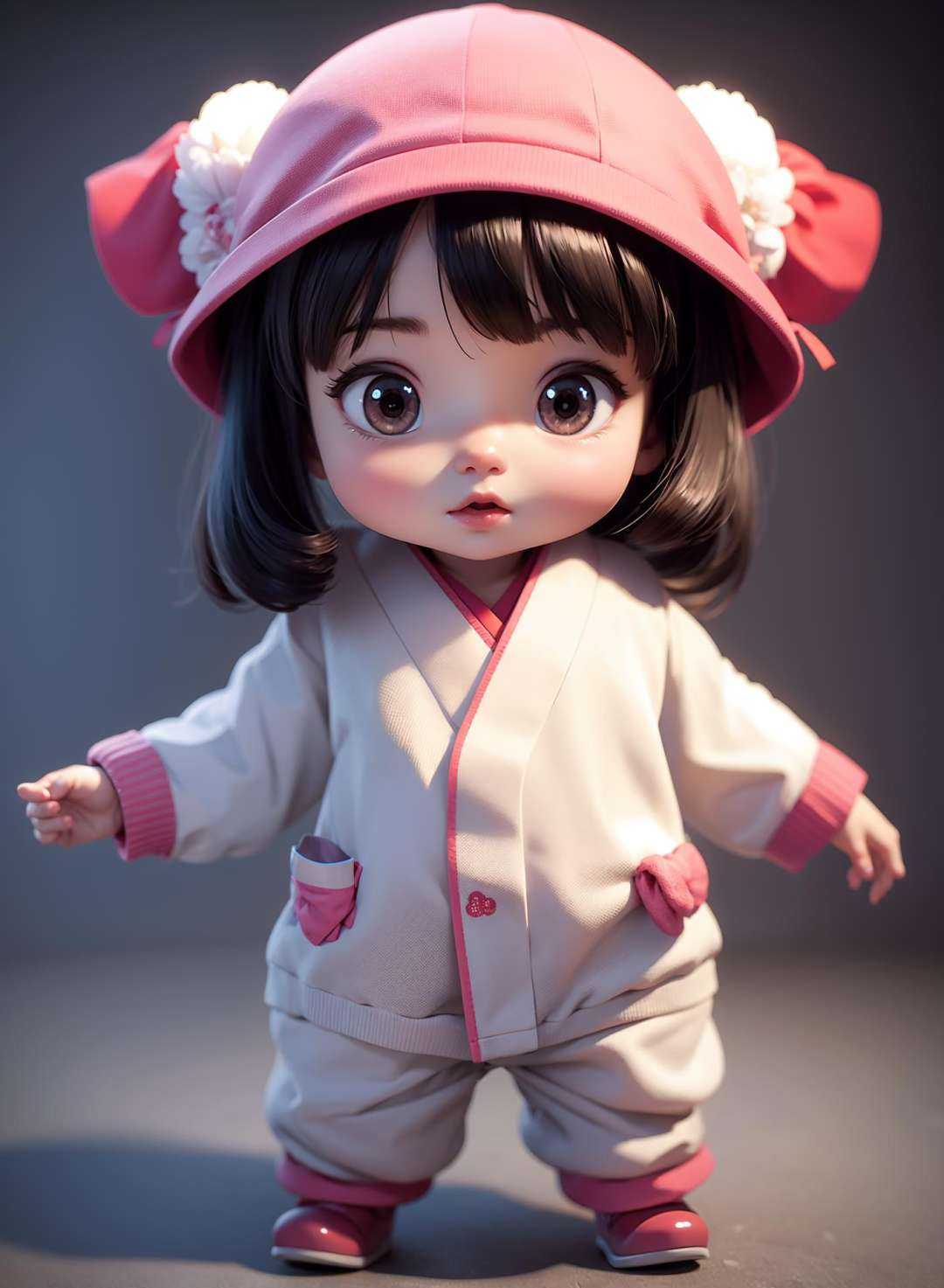 low poly 3d model japanese baby girl on Tensor.Art
