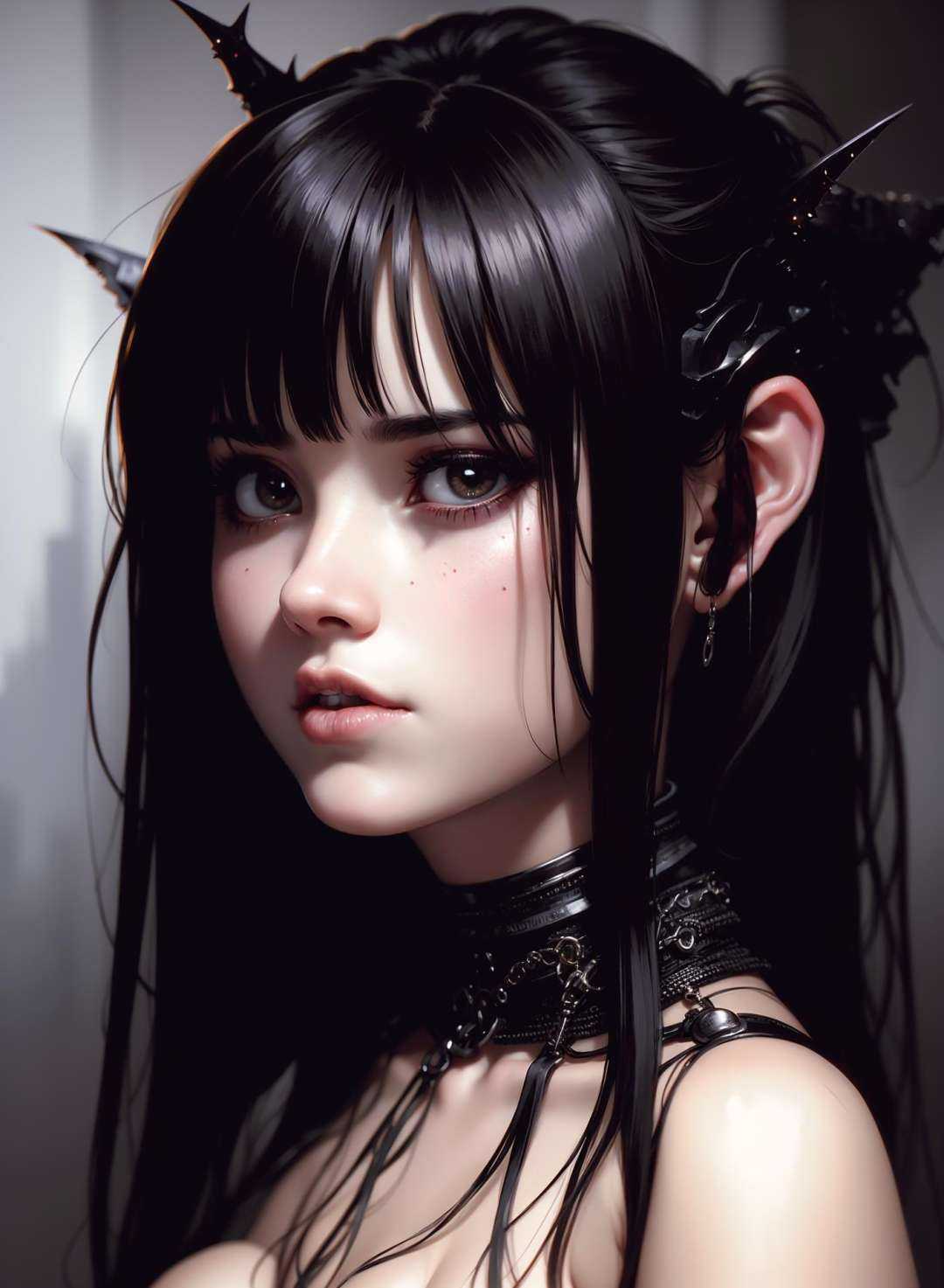 a goth girl,  portrait,  upper body on Tensor.Art