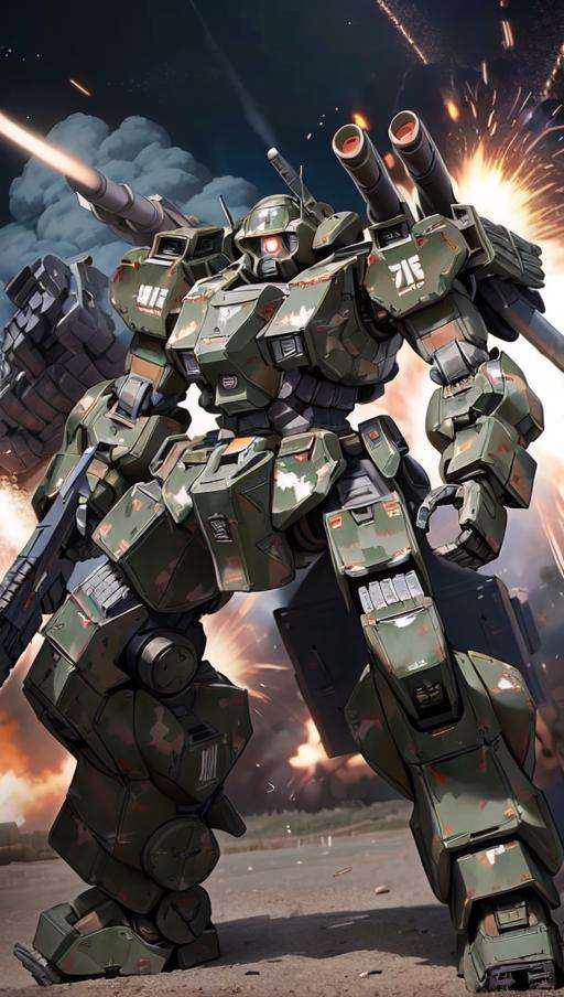((masterpiece)),  a (((heavy mech))) with massive and strong design,  glowing eyes on Tensor.Art