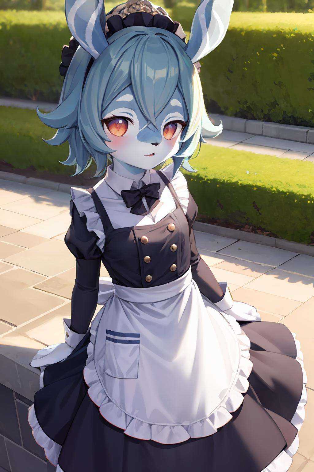 masterpiece, best quality,    <lora:Melusine:1>,furry, melusine,maid headdress, maid apron, maid dress