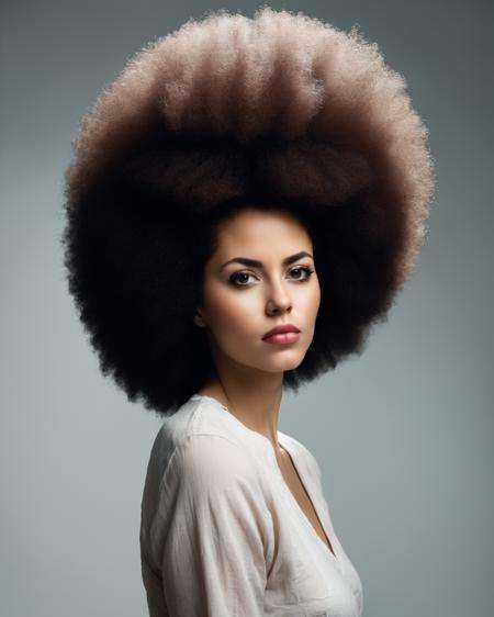 a woman with a very large afro hair on Tensor.Art
