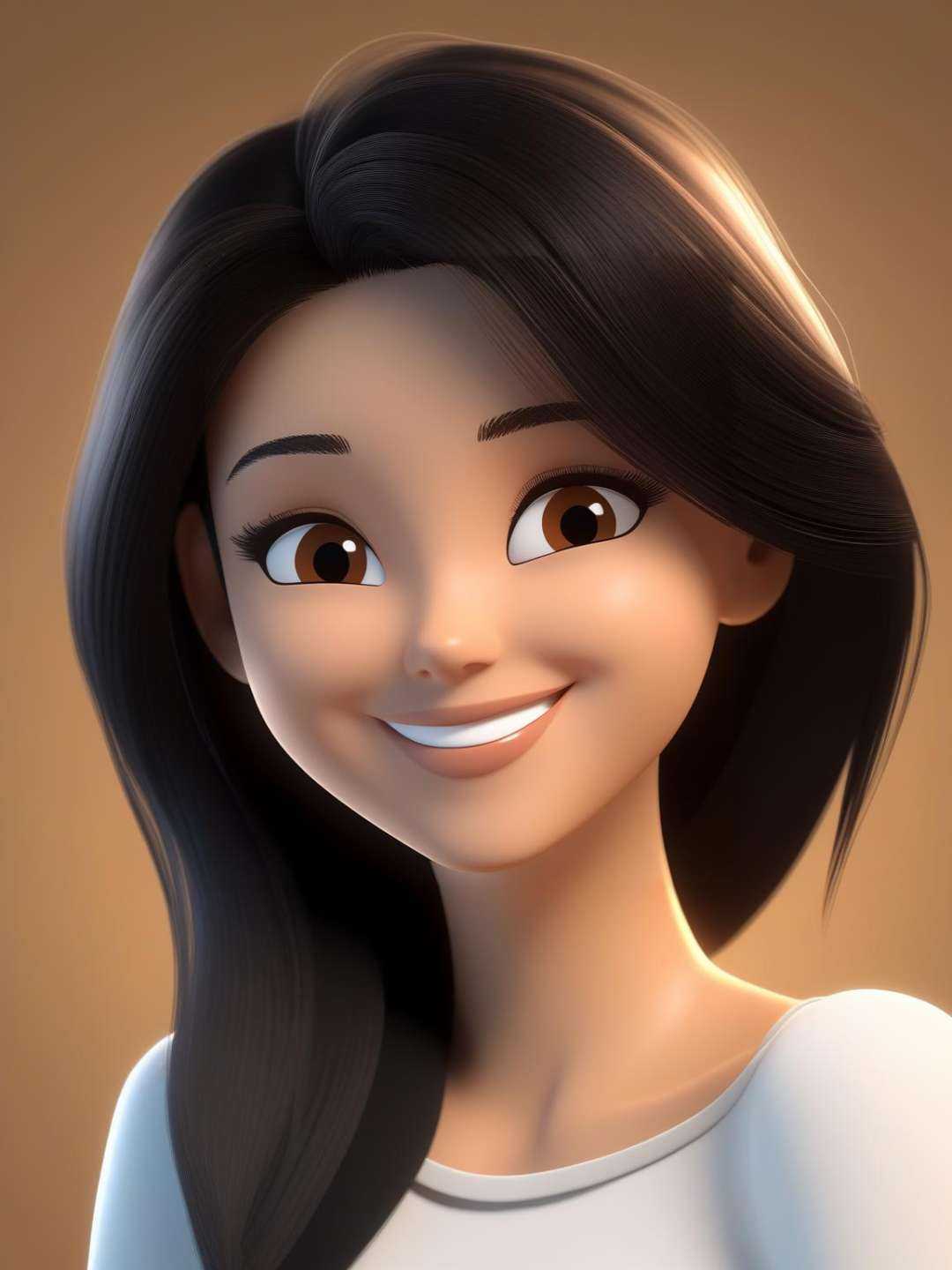 3d,  A young brunette woman with light brown eyes,  black hair on Tensor.Art