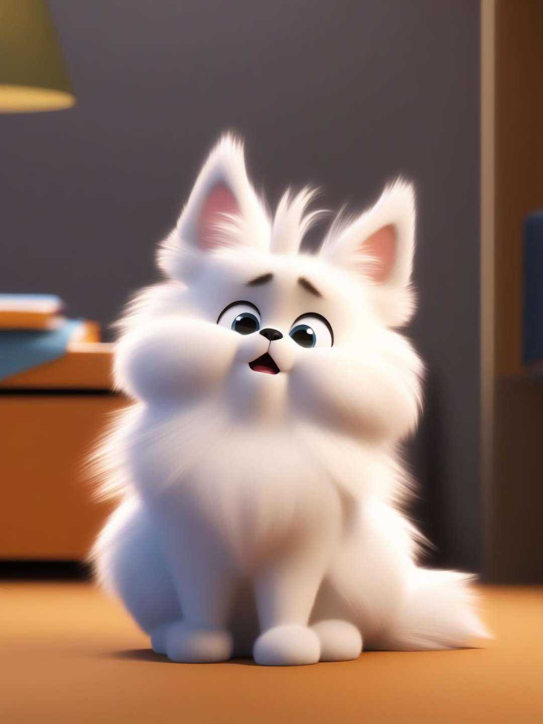 Whining,  complaining furry,  fluffy ball that looks unhappy on Tensor.Art