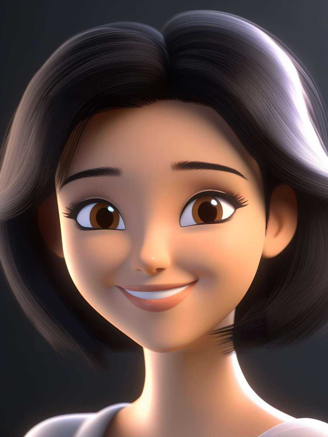 3d,  A young brunette woman with light brown eyes,  black hair on Tensor.Art