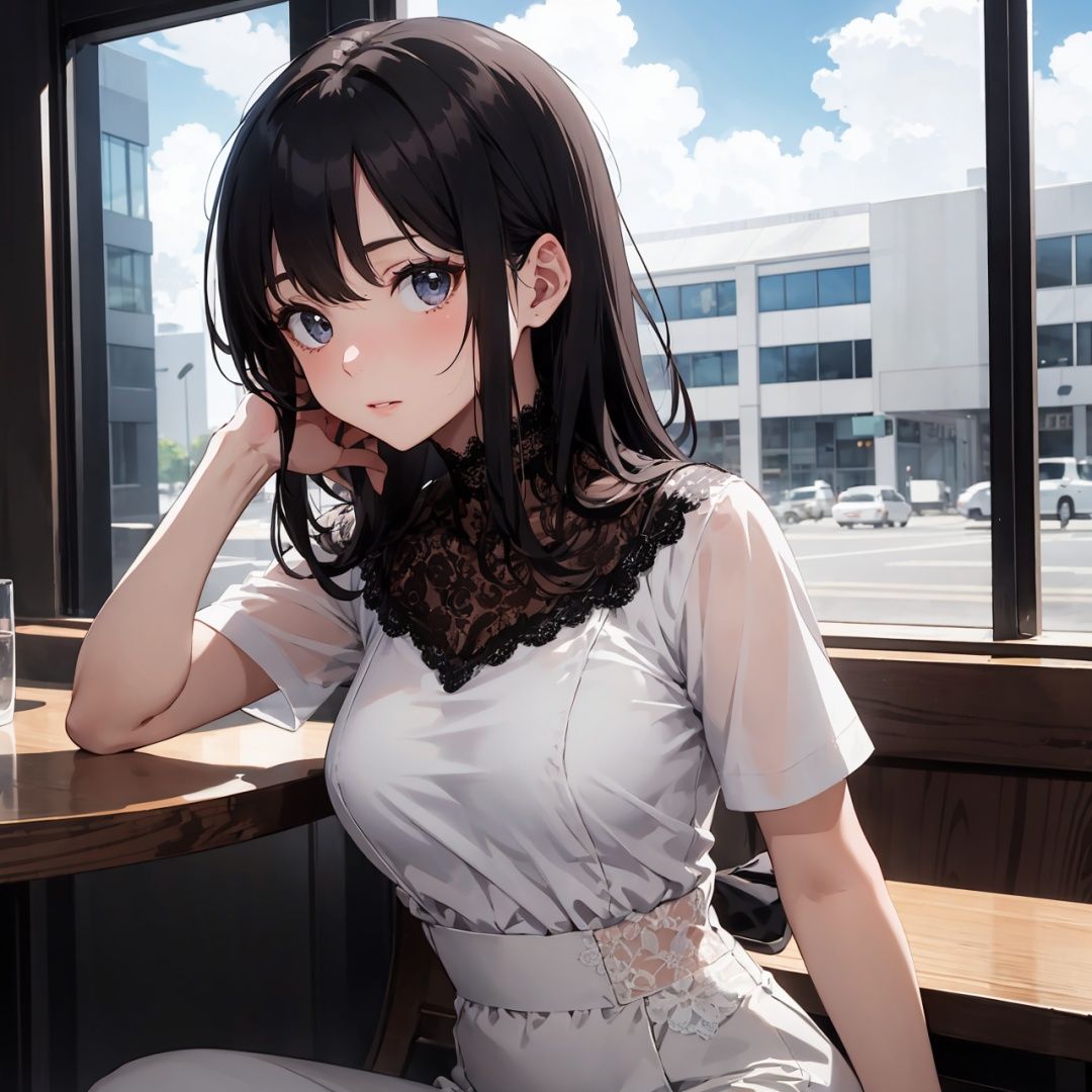 (Masterpiece, best quality, very detailed, quality, refined features, extremely detailed eye, light art)
A beautiful woman, royal sister style, high-end workplace elite, dignified girl 18 years old, long pine black hair delicate fair face, deep expressive eyes, wearing delicate white one-piece wide-leg pants, (((lace))), high-end professional clothing,
Alone,
Frow, upper body frontal display
Standing, cell phone in hand, in the lobby of the bank, in the morning
Sun-drenched clouds, tranquil atmosphere, hyper detail, ultra-wide angle, official art, Unity 8k wallpaper, (character separated from background), (depth of field: 1.3), sitting at a long dining table