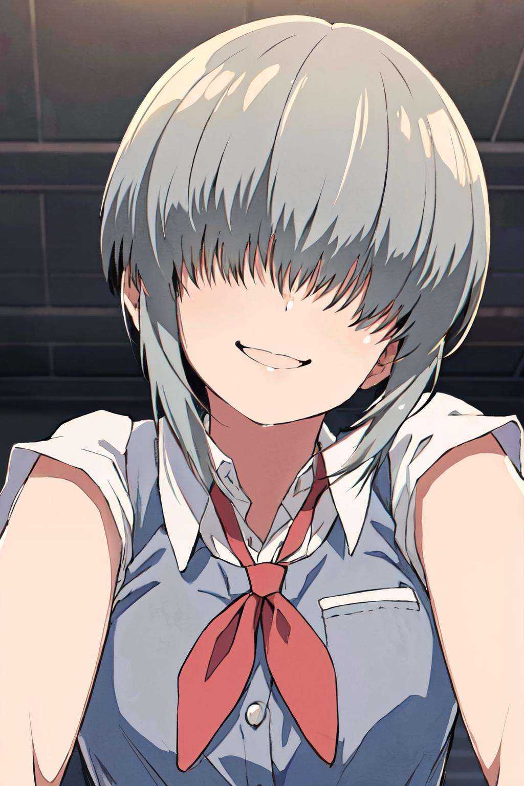 uzaki yanagi,  school uniform,  grey hair on Tensor.Art
