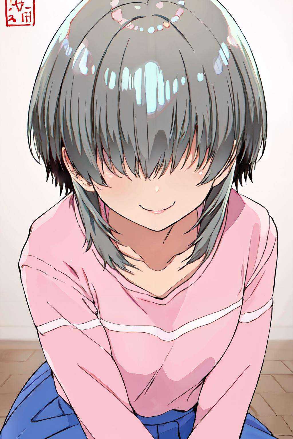 uzaki yanagi,  pink tops,  blue skirt on Tensor.Art