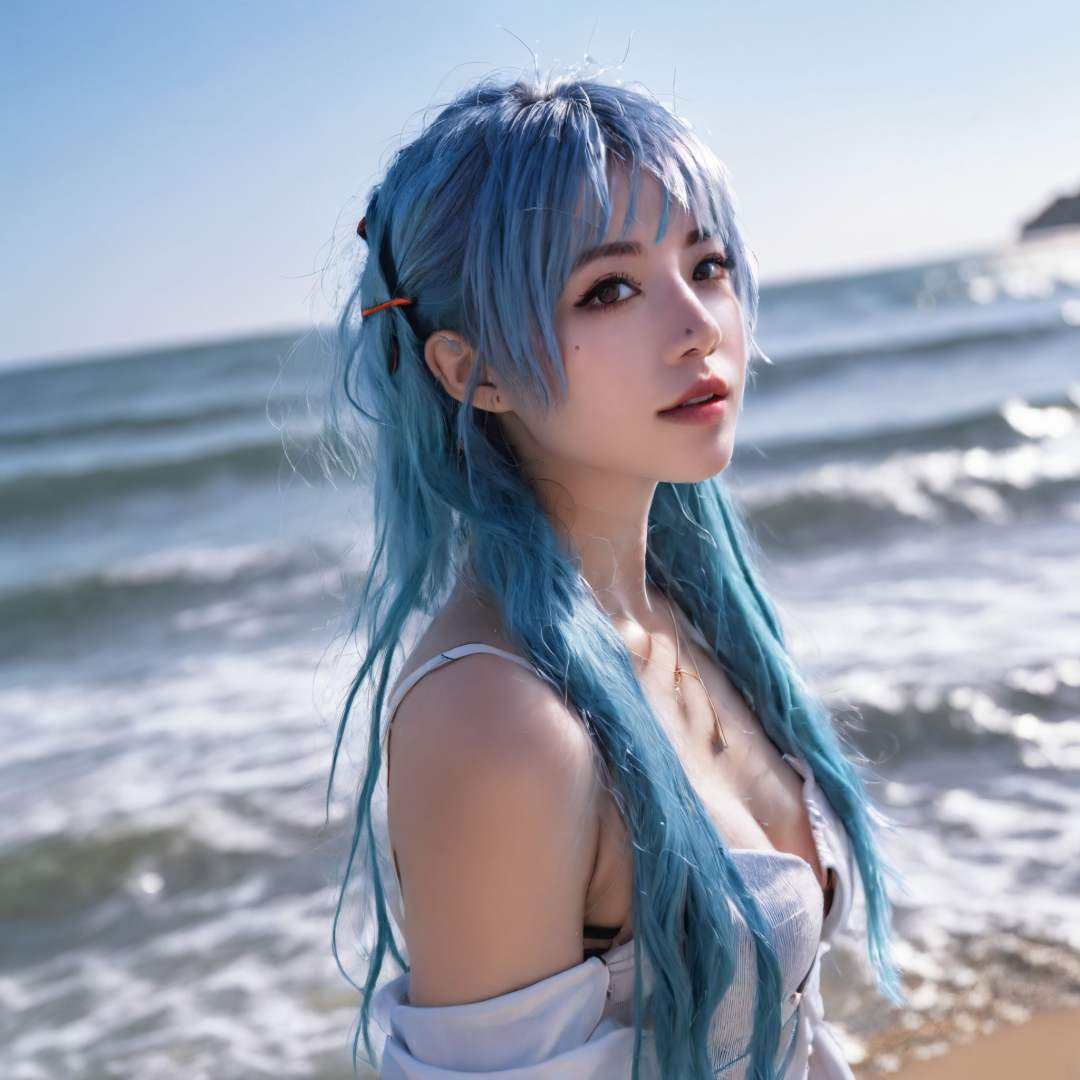 beautiful age 18 girl, Jinx of arcane, blue hair, freckles, sexy, beautiful, dslr, 8k, 4k, natural skin, textured skin,This creature is truly a marvel of nature!, masterpiece, best quality, detailed, realistic, 8k UHD, high quality, lifelike, precise, vibrant, absurdres, rendered in a cinematic, HDR style, 8K resolution, <lora:sdxl_lora_rustako:0.15>