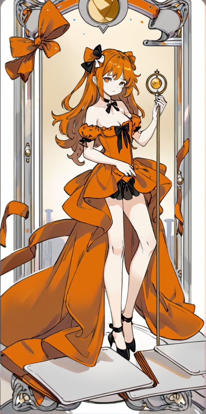 card,  tarot,  orange theme by WE R on Tensor.Art