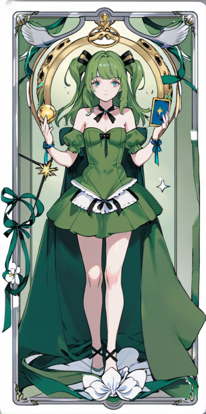card,  tarot,  green theme by WE R on Tensor.Art