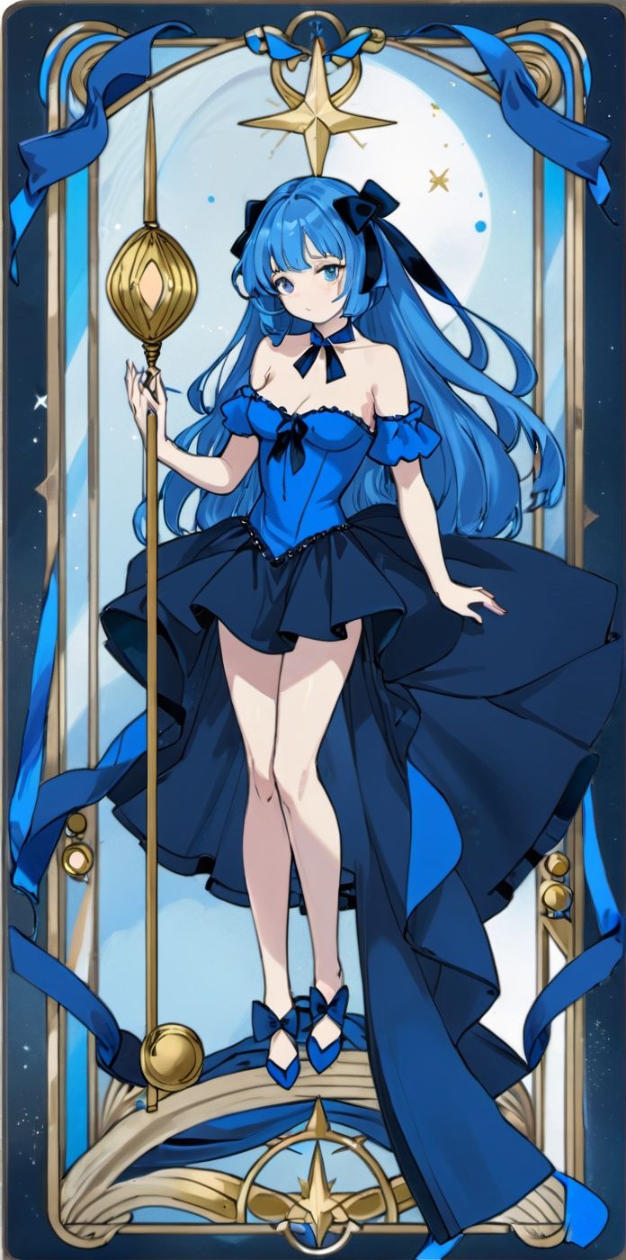 card,  tarot,  blue theme by WE R on Tensor.Art