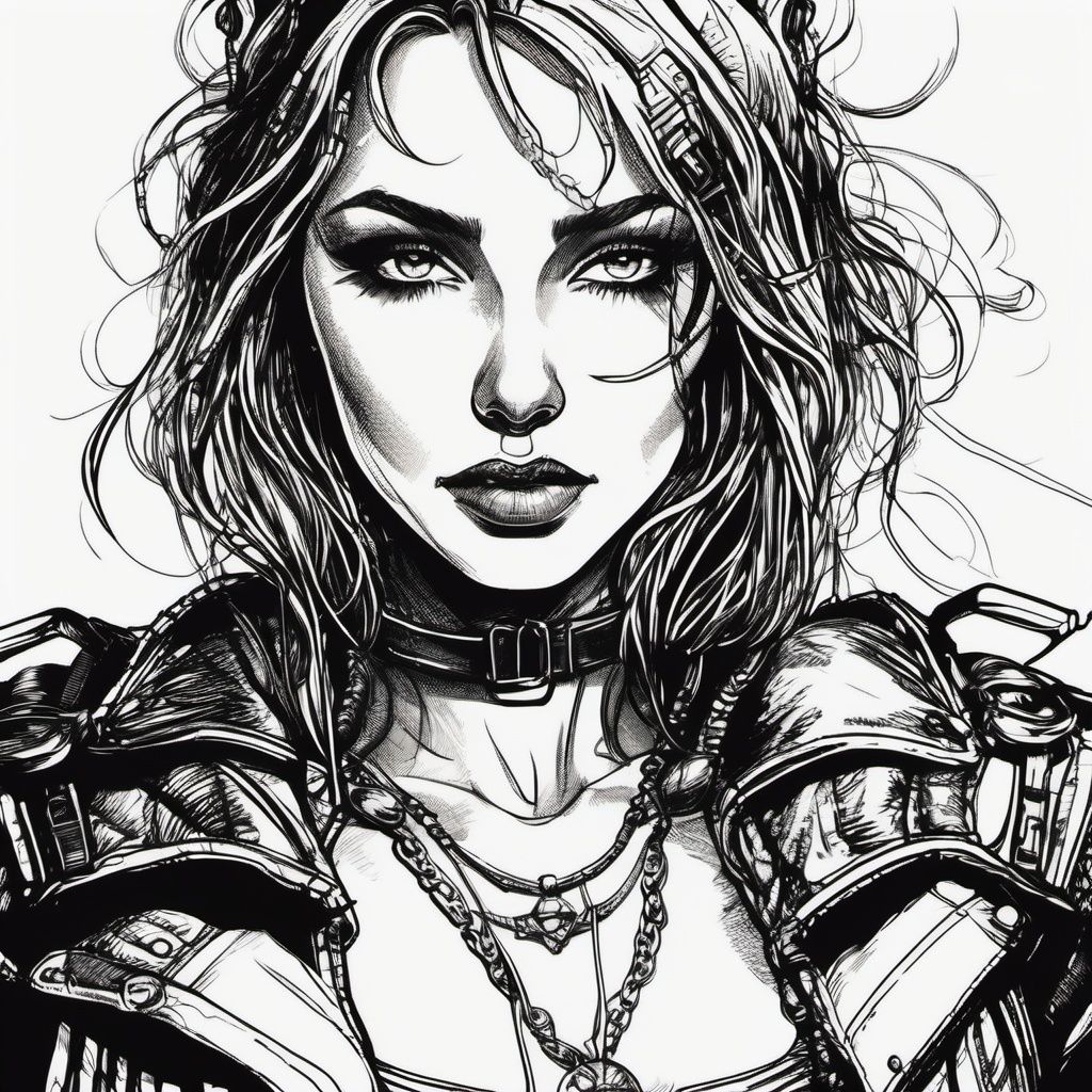 body drawing of a cyberpunk girl at midnight street in style of skrmk ,  dark theme surreal,  morbid on Tensor.Art