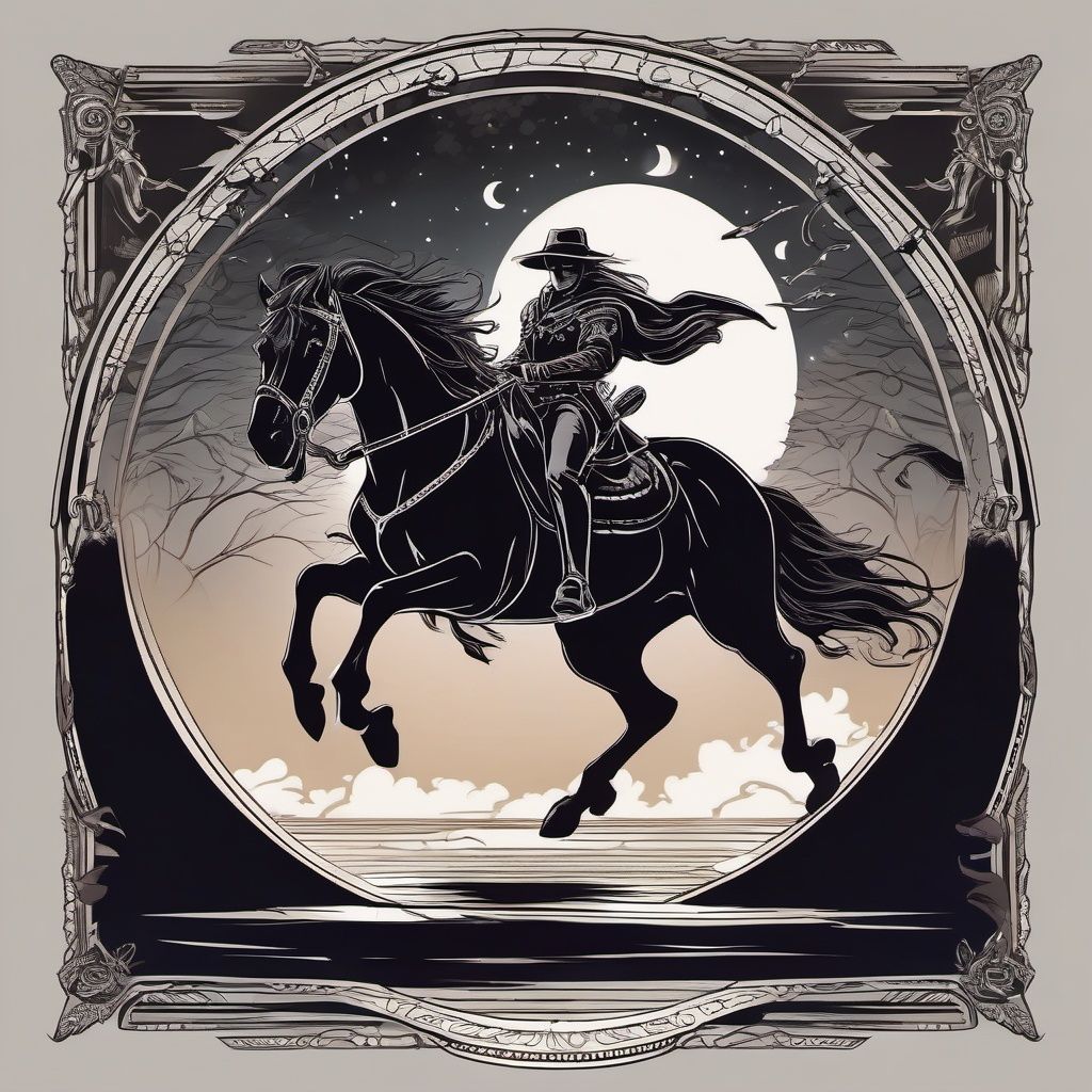 wraith rider galloping on a horseback at midnight with moonlight in style of skrmk ,  dark theme surreal,  morbid on Tenso...