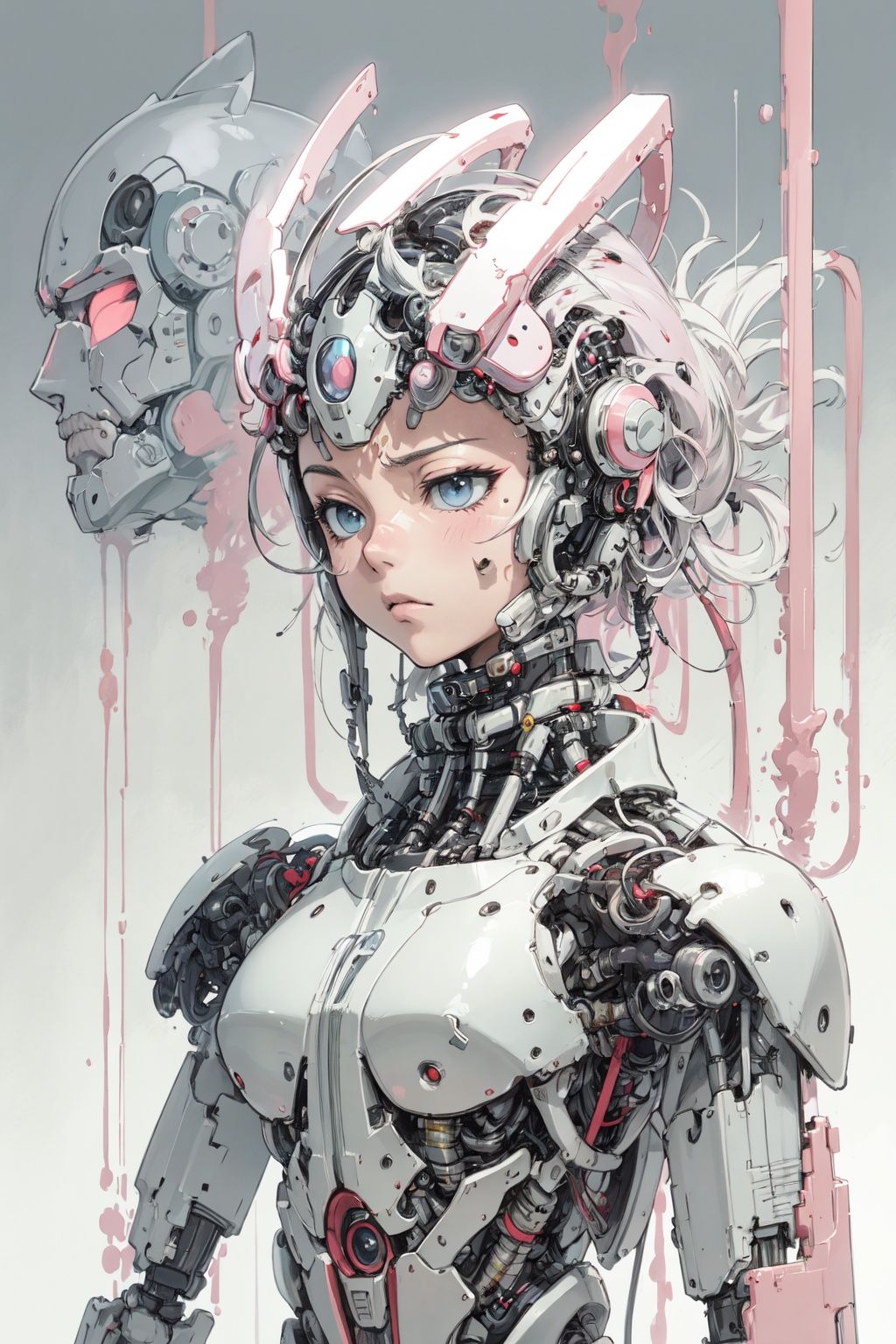 The transformation of Manga into Photographic,  cybernetic robot,  pastel colors on Tensor.Art