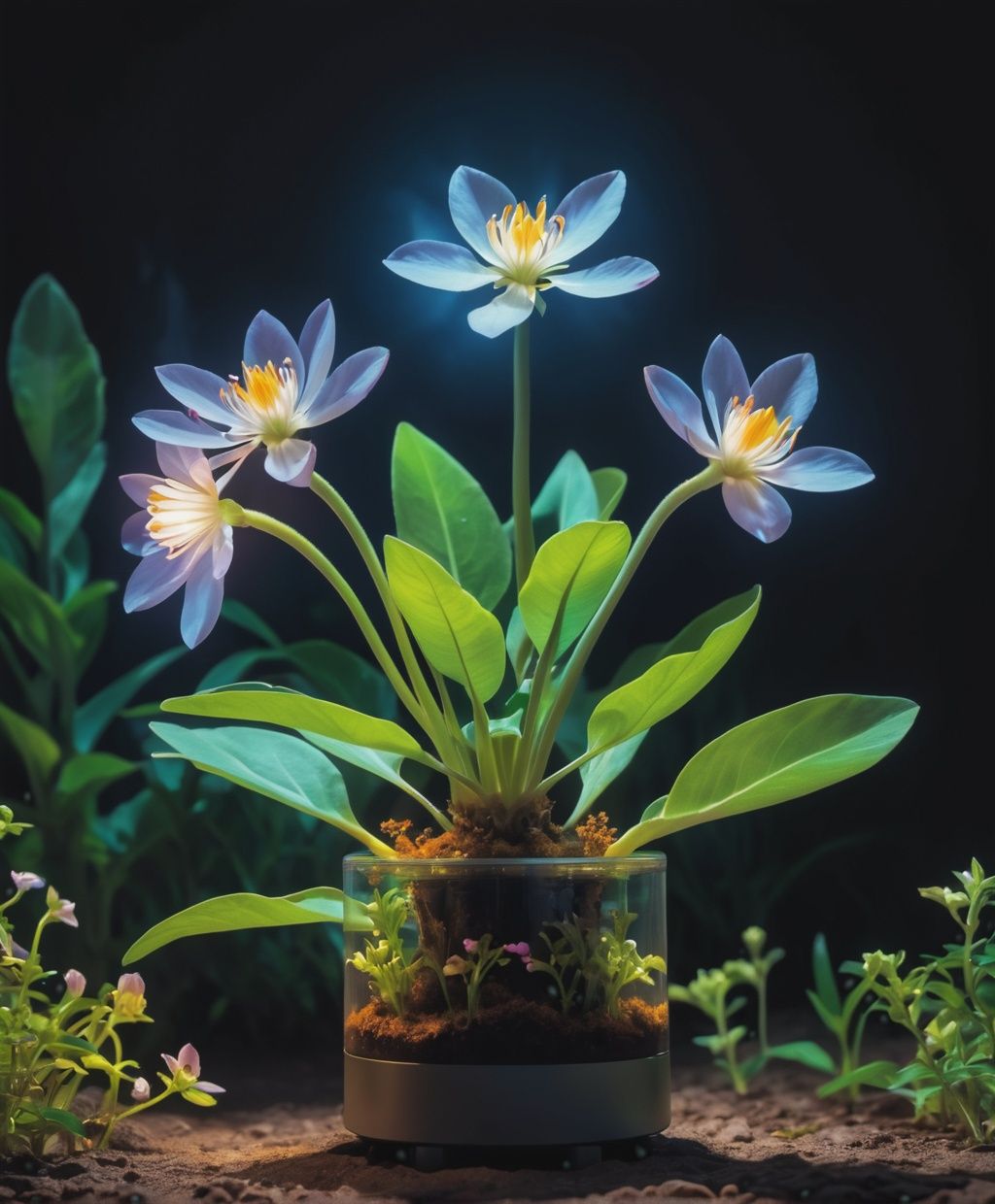 In this world,  there is a magical plant that blooms only on the night of the full moon,  Nixie tube on Tensor.Art