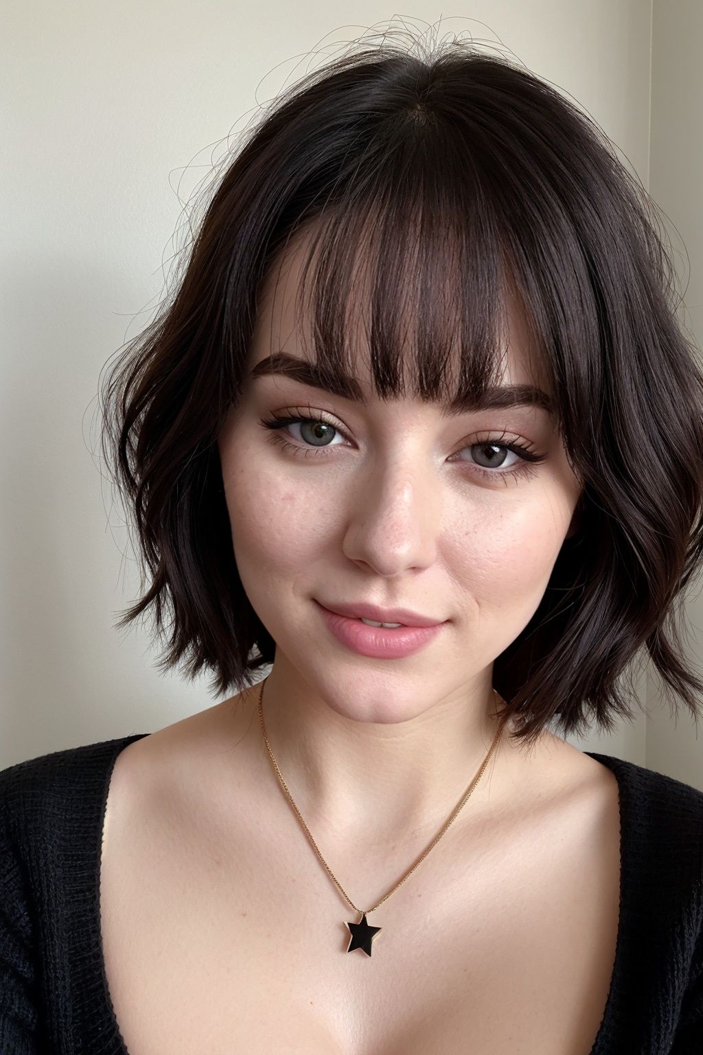 instagram photo,  closeup face photo of 23 y.o Chloe in black sweater,  cleavage on Tensor.Art