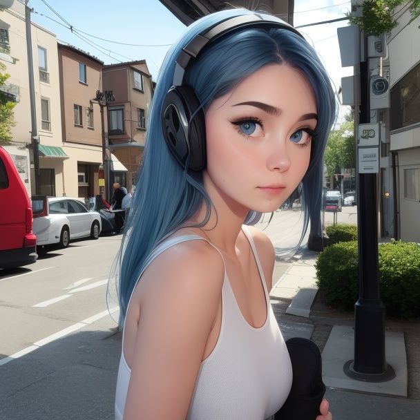 best quality,  masterpiece,  blue hair on Tensor.Art