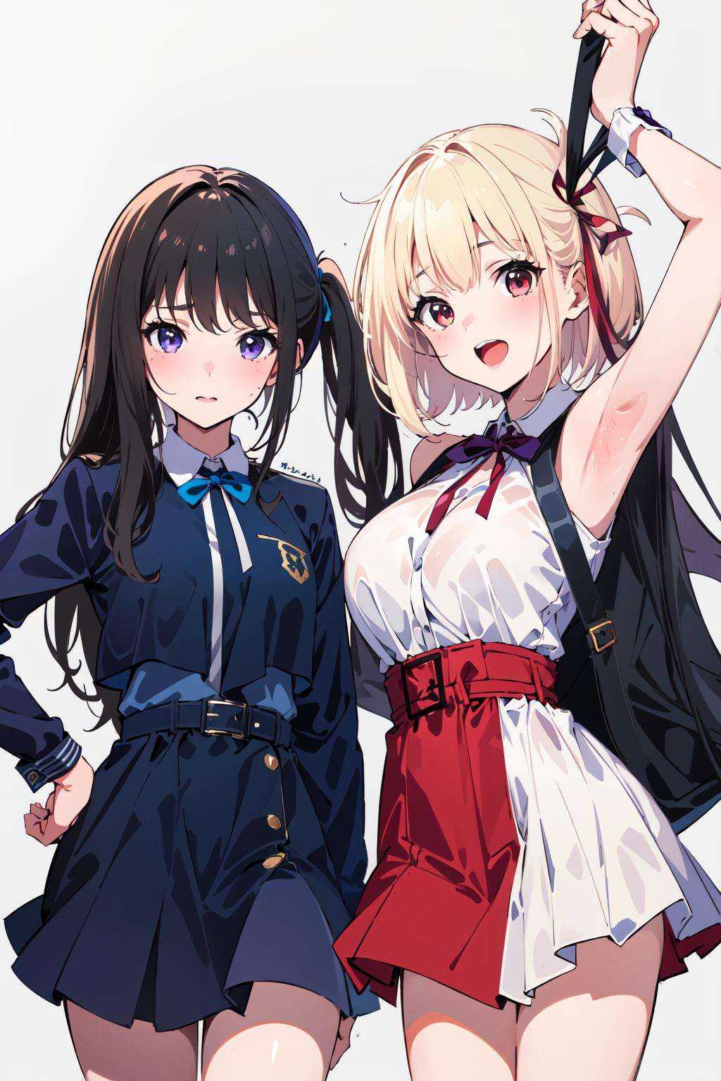 (masterpiece:1.2), best quality,pixiv,Chisato and Takina,2girls,<lora:Chisato and Takina_20230821120834:1>