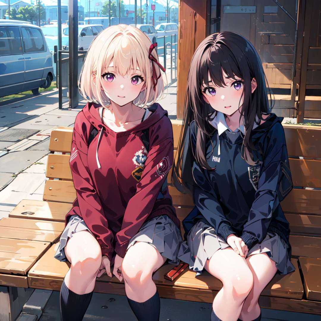 (masterpiece:1.2), best quality,pixiv,Chisato and Takina, <lora:Chisato and Takina_20230821120834:1>