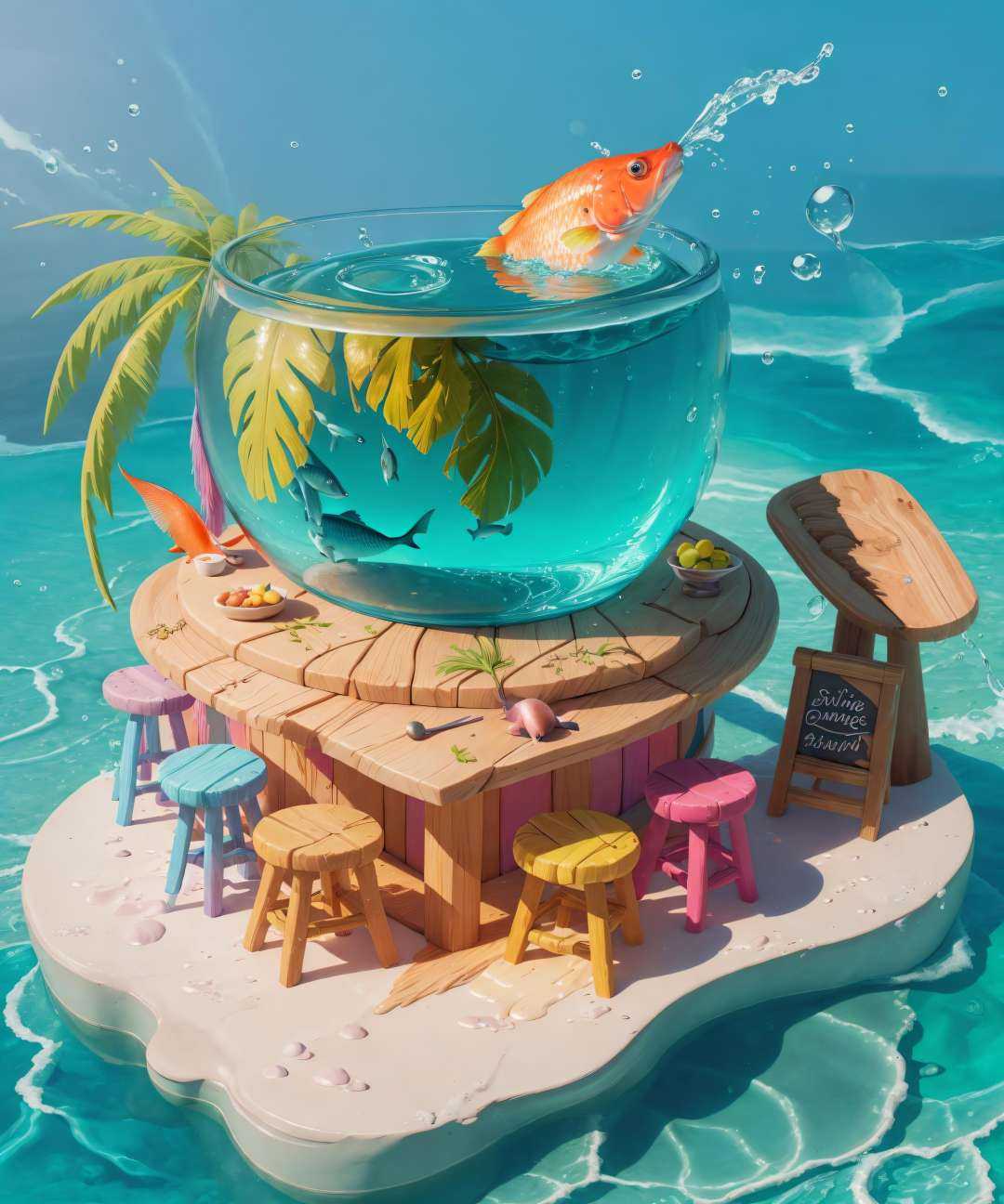 food,  bottle,  ocean on Tensor.Art
