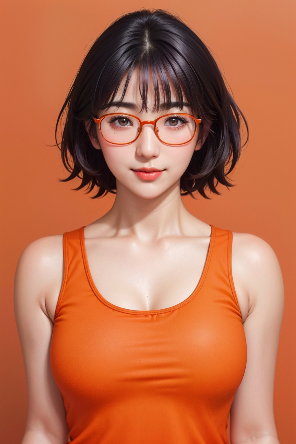 20 years old cute japanese woman,  bob hair,  (round thick glasses) on Tensor.Art