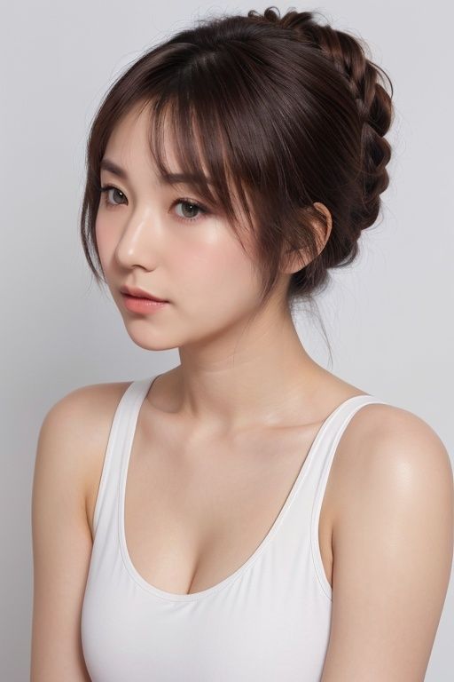 woman,  collarbone,  chignon on Tensor.Art
