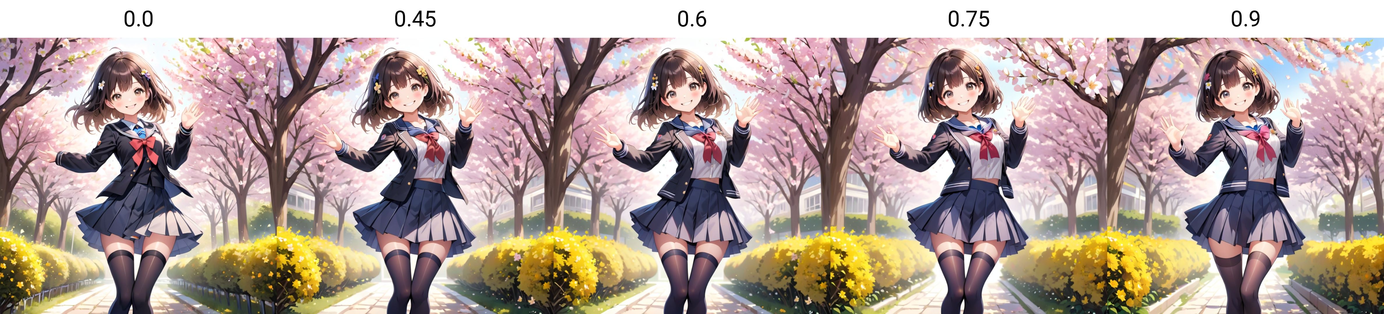 1girl,solo,(full body),anime,a beautiful girl,smile,school uniform,black thighhigh,in the garden,spring,trees,flowers,standing,<lora:clearHandExtract:0.0> ,short skirt,bare breast,close to viewer,looking at viewer,waving two hands,elegant,open hands,beautiful detailed hands,