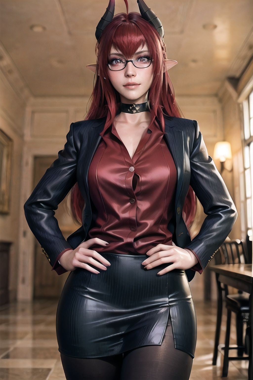 Sinia_suit_aiwaifu,  black_legwear,  black_skirt on Tensor.Art