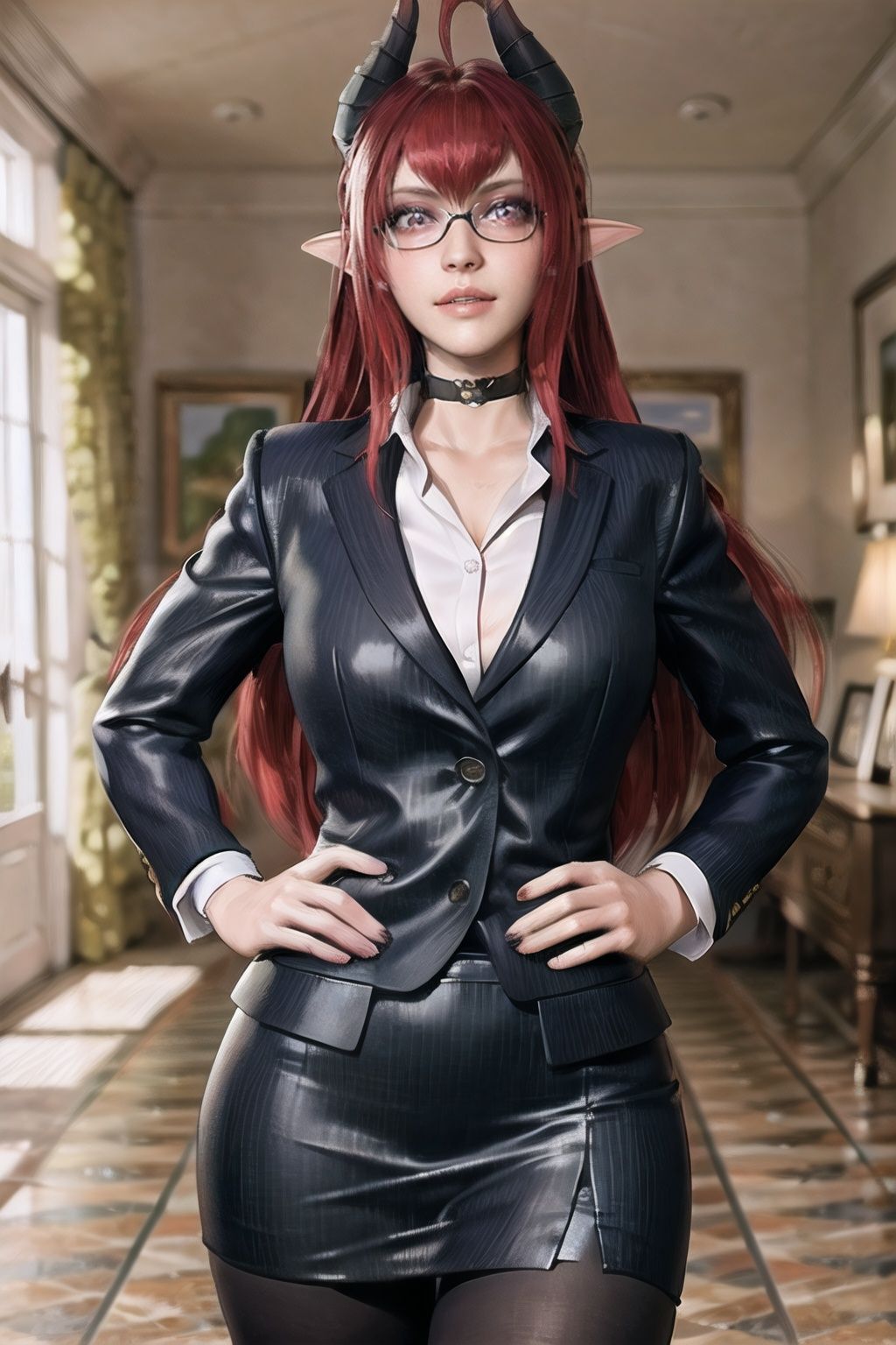Sinia_suit_aiwaifu,  black_legwear,  black_skirt on Tensor.Art