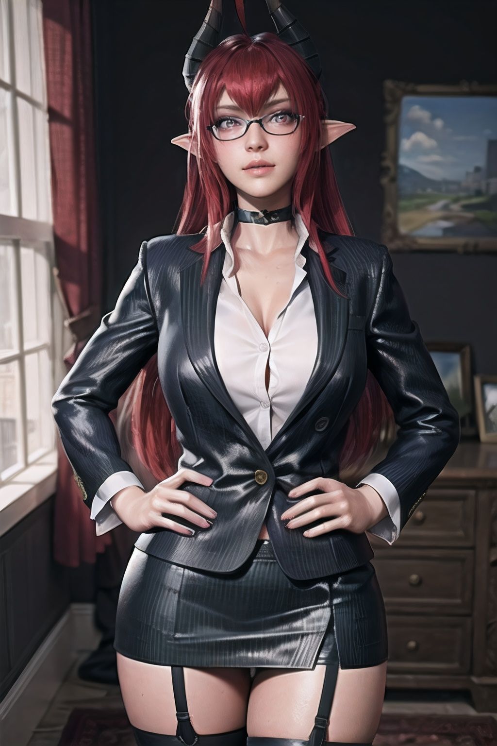 Sinia_suit_aiwaifu,  black_legwear,  black_skirt on Tensor.Art