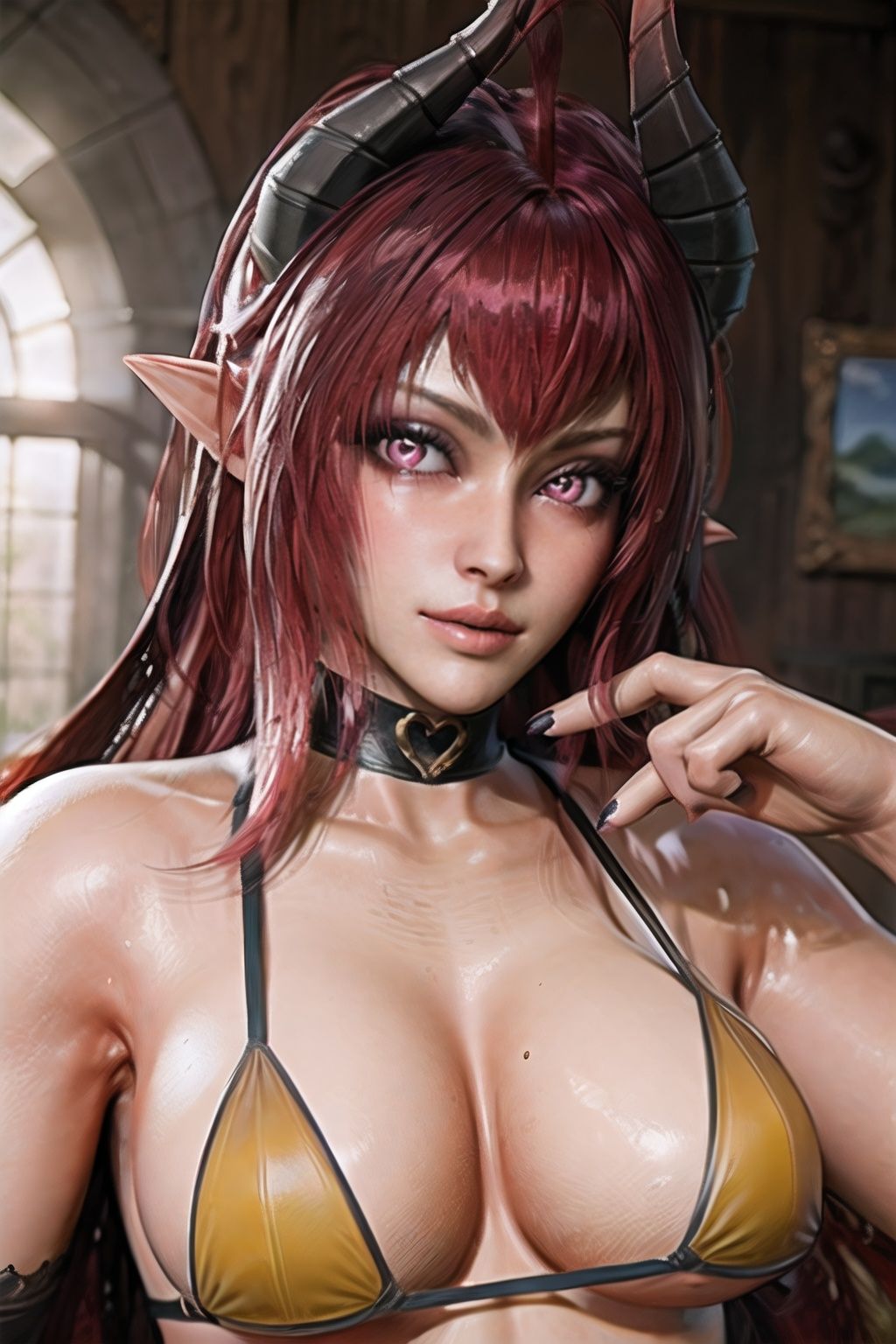 Sinia_yellow_bikini_aiwaifu,  bikini,  body_writing on Tensor.Art