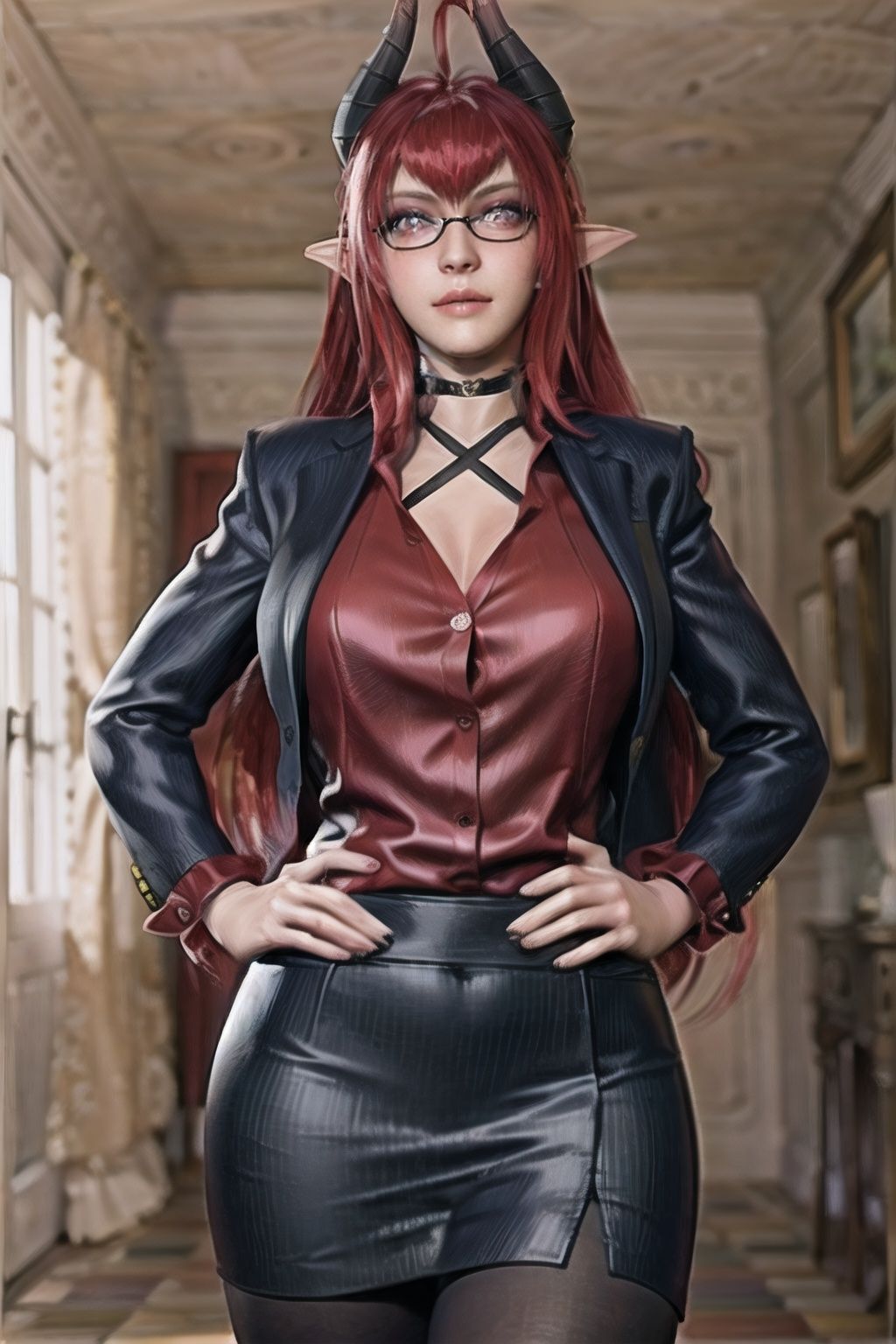 Sinia_suit_aiwaifu,  black_legwear,  black_skirt on Tensor.Art