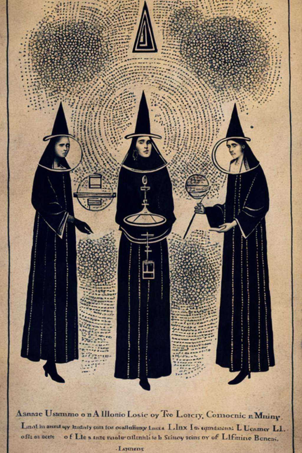 a drawing of a man in a black robe and a black hat ,  alchemy ,  esoteric art on Tensor.Art