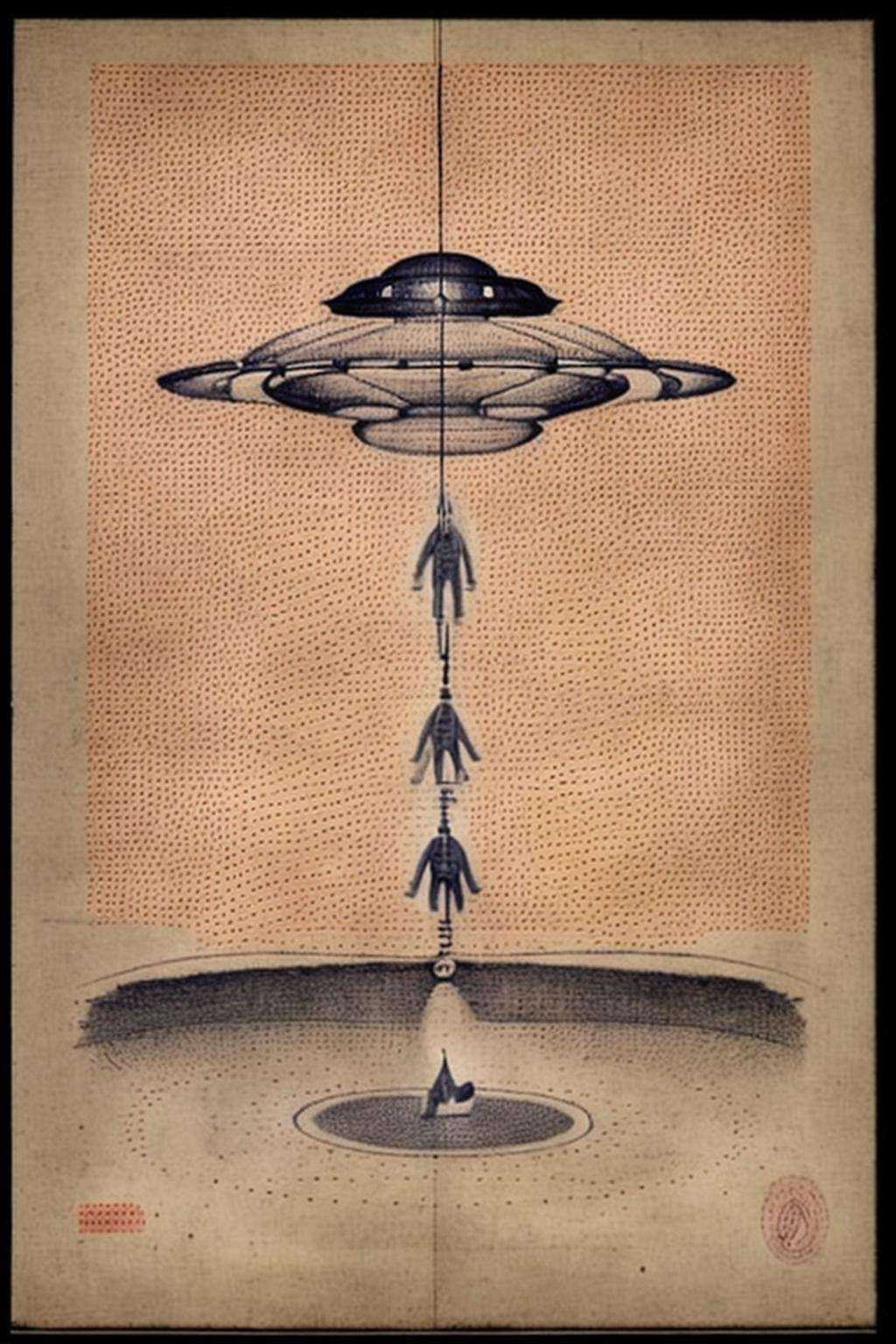 a drawing of a man in a flying saucer on Tensor.Art